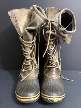 Sorel Conquest Carly Boots Womens 9.5 Brown Waterproof Tall Winter Lace Up